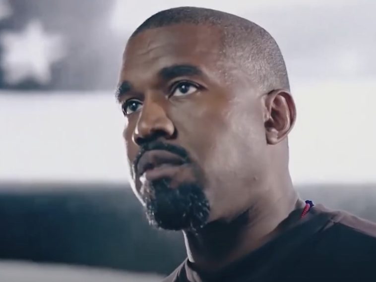 Kanye West staring into the audience