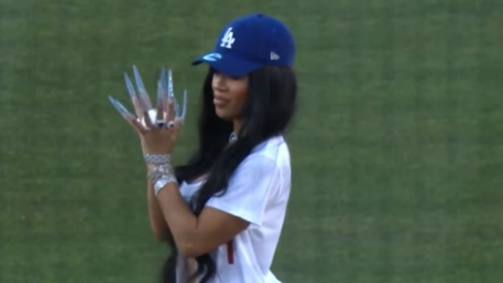 Saweetie Celebrates Her Birthday With First Pitch At Dodgers Game